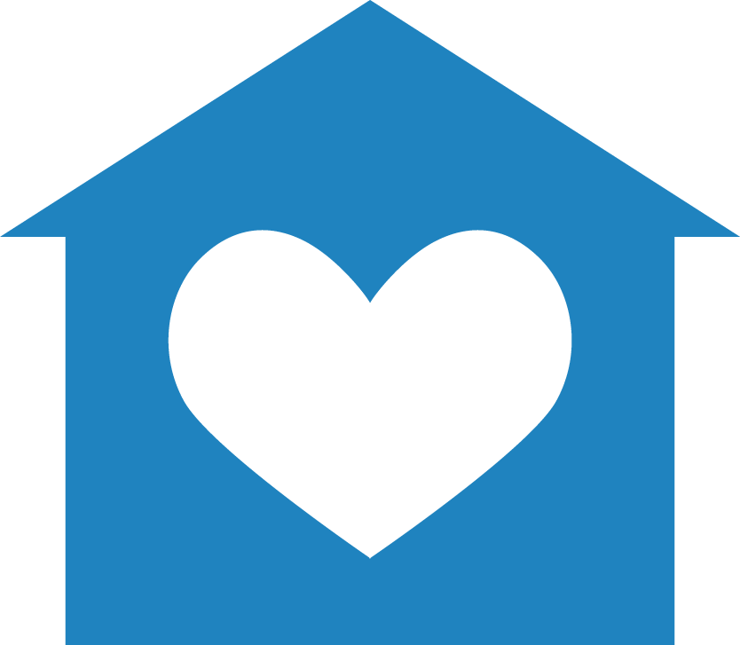 Icône de soin alternatif représentant un coeur à l’intérieur d’une maison.