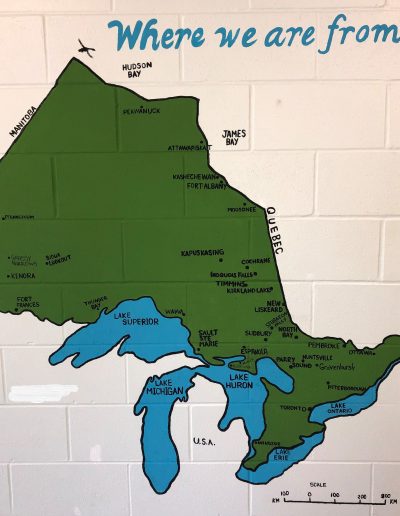 A mural depicting a map of Ontario and the phrase "Where we are from..."