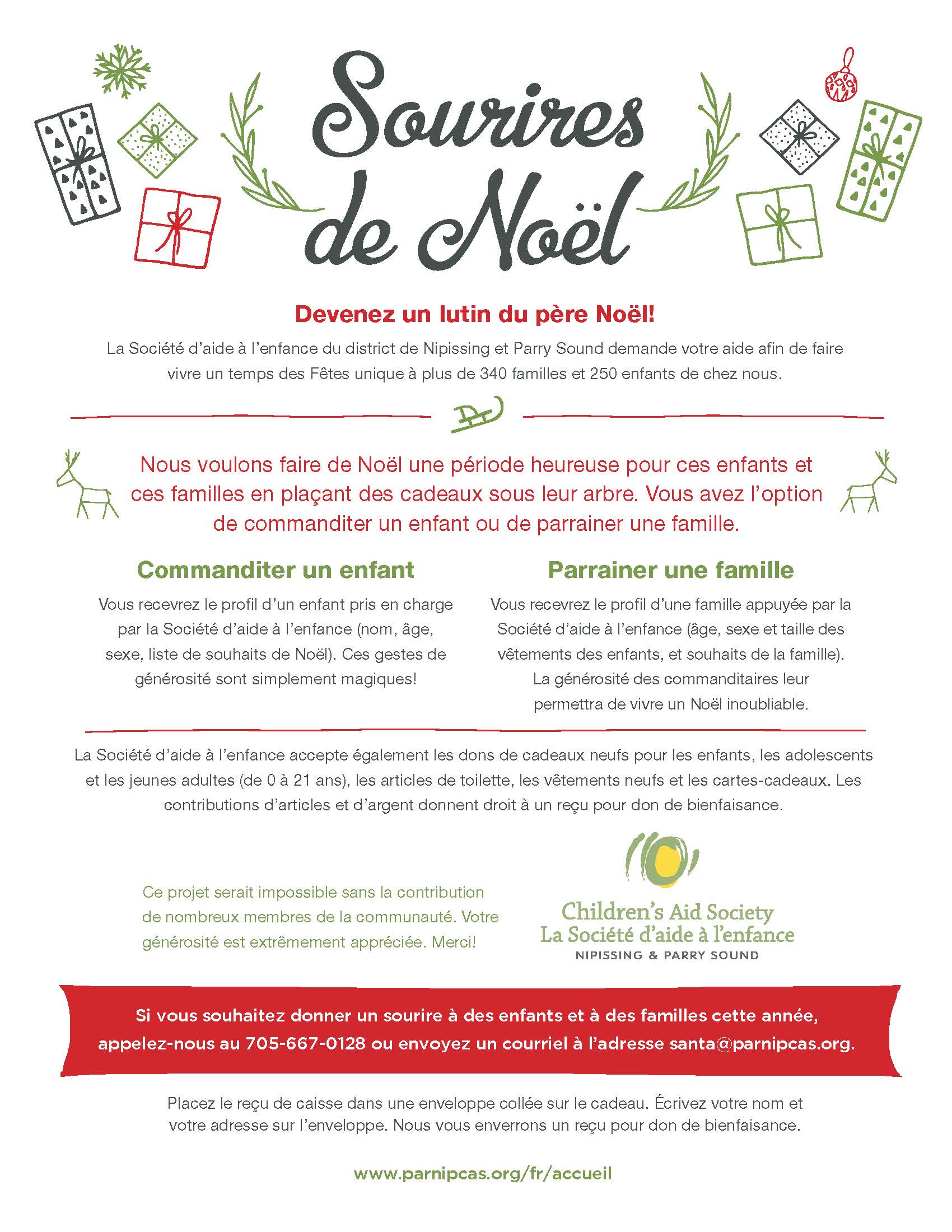 Christmas Smiles Flyer 2019 - FRENCH Example of the Christmas Smiles Flyer 2019 in FRENCH