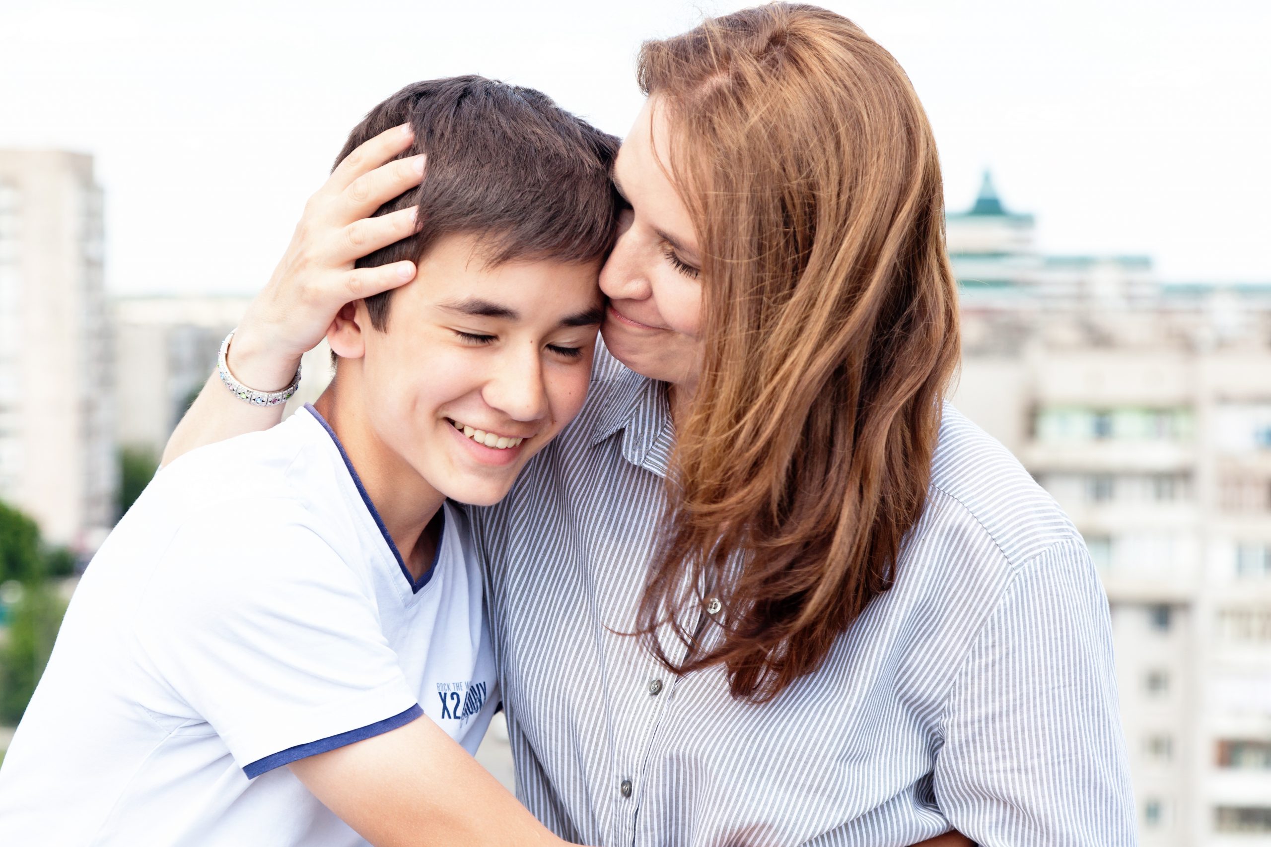 Teen with mom