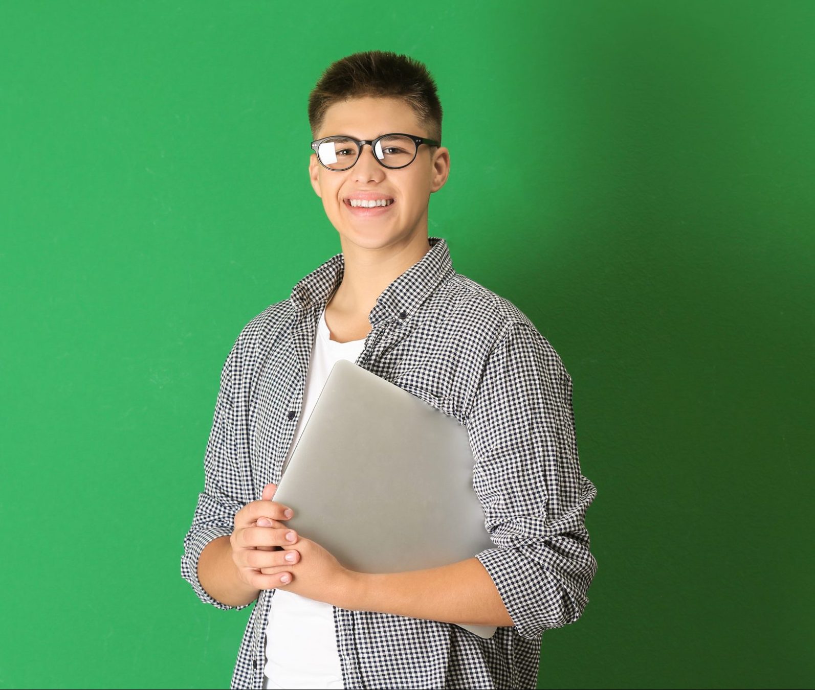Teenager with laptop